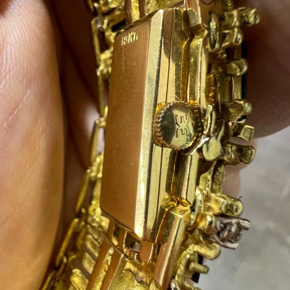 Rare Ebel Vintage Cocktail watch with tourmalines and diamonds in 18k yellow gol main image 5